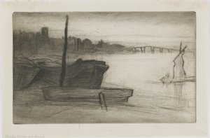 Puente y iglesia de Chelsea, c.1870-71 de James Abbott McNeill Whistler
